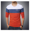 Striped Patchwork Long Sleeve T-Shirt Men