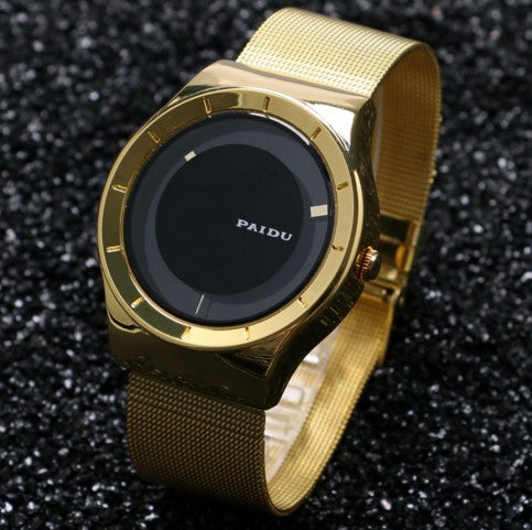 Turntable Wrist Watch Golden Steel